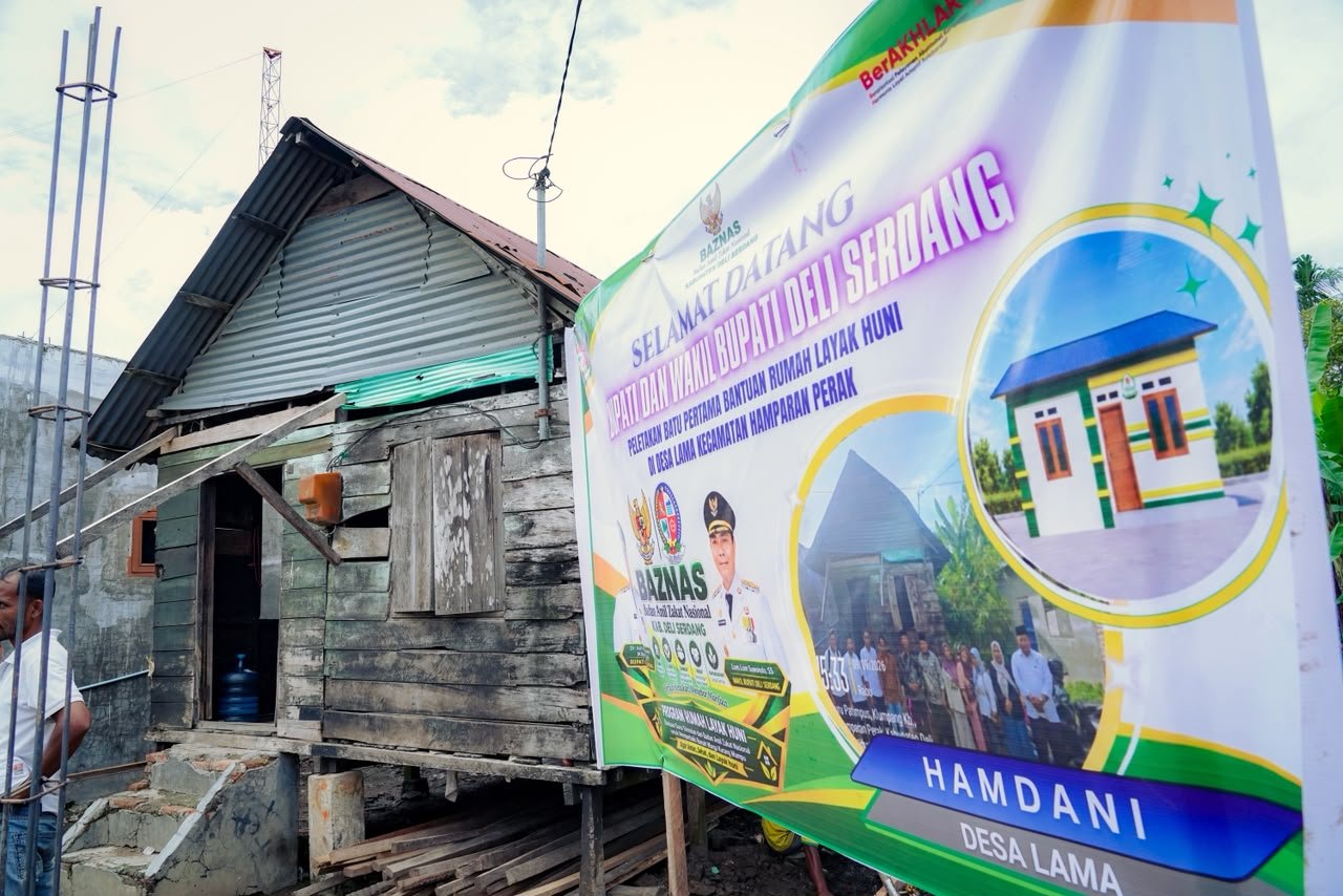 Bupati Deli Serdang Letakkan Batu Pertama Rumah Layak Huni untuk Warga Desil 1