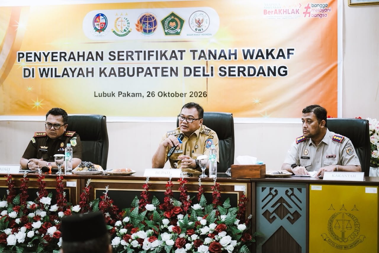 Lima Instansi Percepat Sertifikasi Tanah Wakaf di Deli Serdang, Delapan Sertipikat Diserahkan