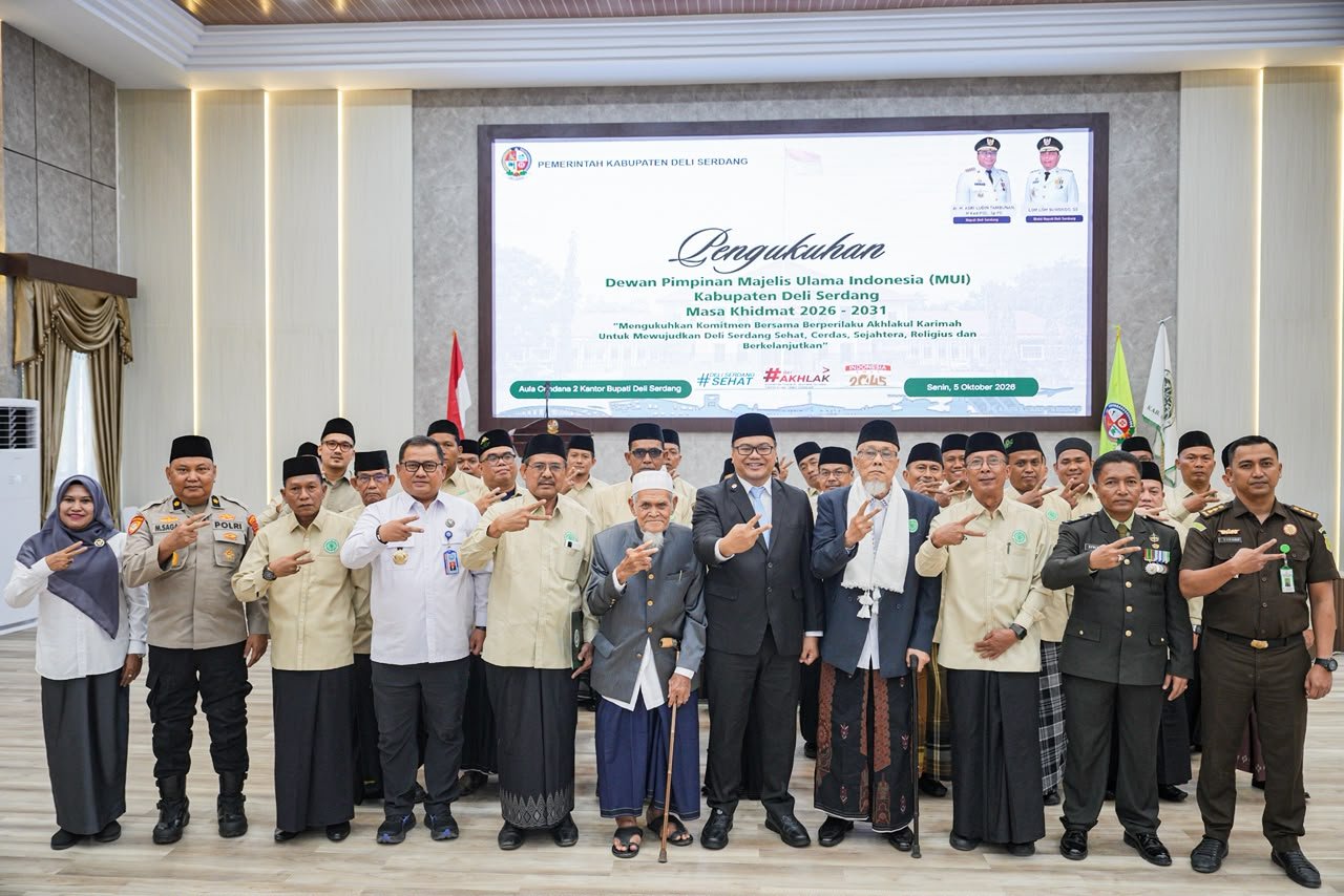 Pengurus MUI Deli Serdang 2026–2031 Resmi Dikukuhkan, Bupati Dorong Perkuat Pembinaan Moral Masyarakat